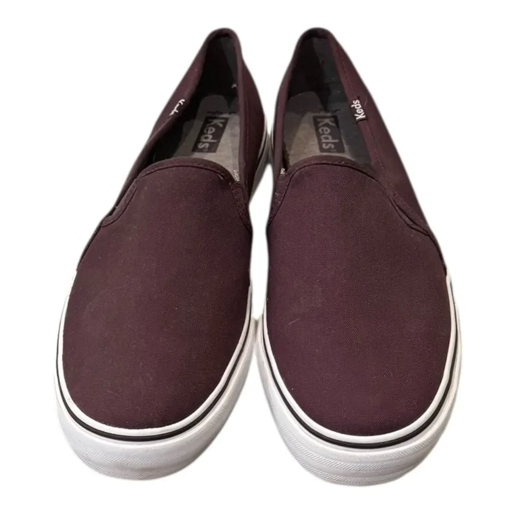 New Keds Double Decker Dark Burgundy Canvas Slip-On Sneakers 9.5 9.5W